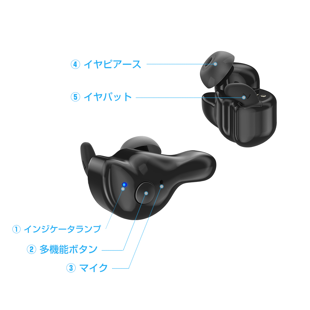 bluetoothワイヤレスイヤホン 片耳 両耳 防水 V4.2 通話可能